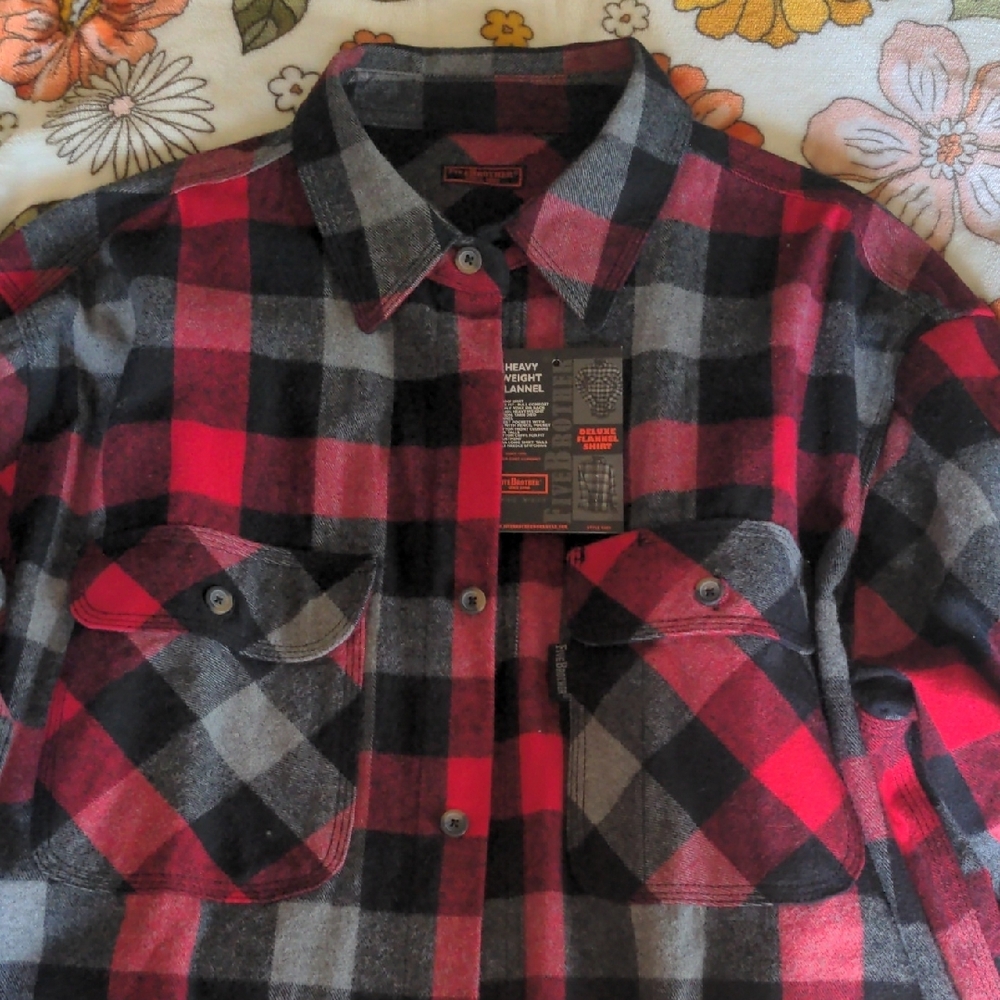 Brother Red and Black Plaid Casual Button Down Shirt